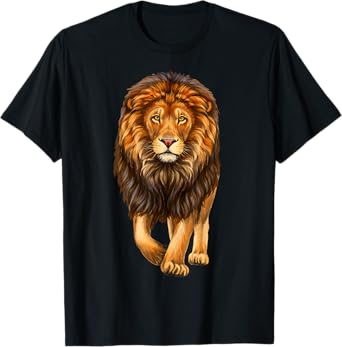 Lion walking realistic for lovers lions King African Animal T-Shirt