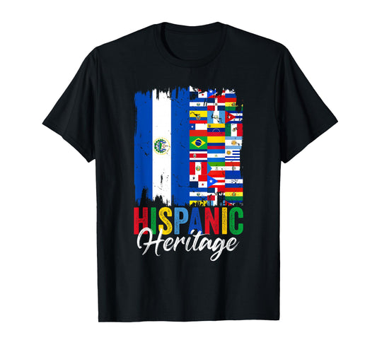 El Salvador Hispanic Heritage Month Latino Countries Flags T-Shirt