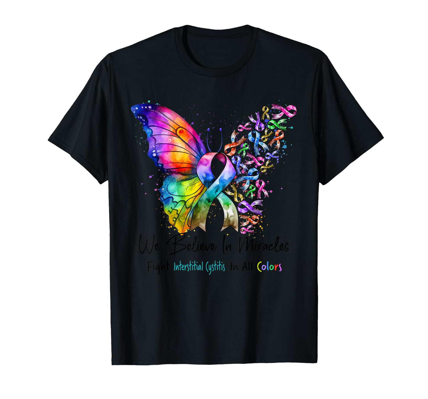 Interstitial Cystitis Awareness Butterfly Ribbon Teal Color T-Shirt