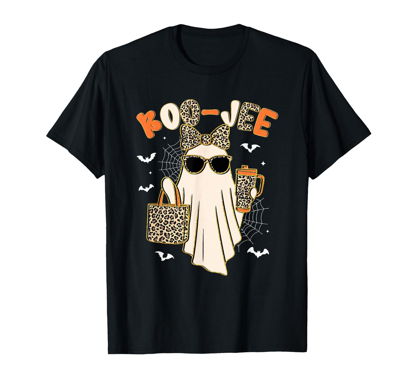 Coquette Leopard Ghost Coffee Boo-JEE Halloween Boujee Ghost T-Shirt