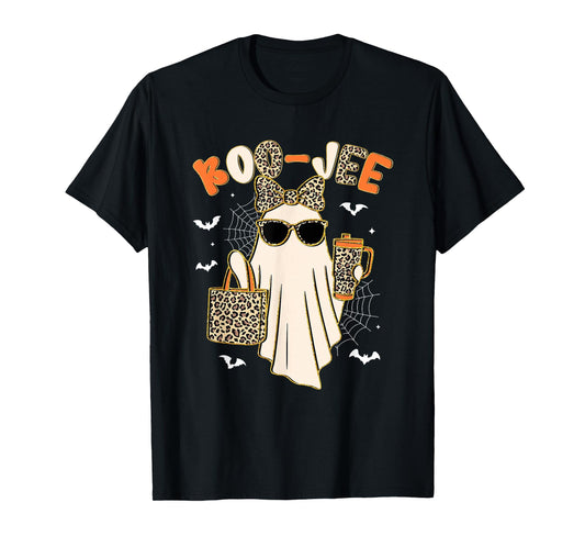 Coquette Leopard Ghost Coffee Boo-JEE Halloween Boujee Ghost T-Shirt