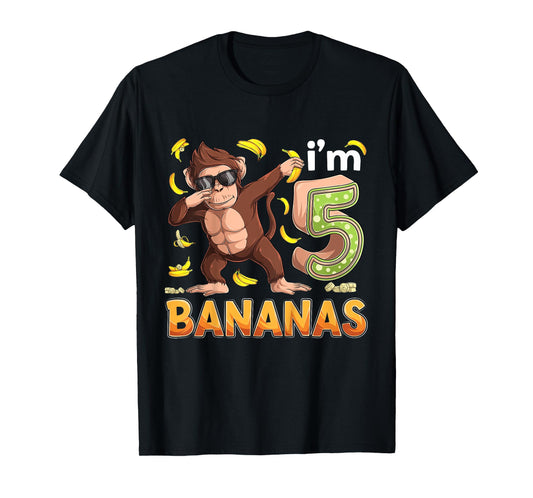 5 Year Old Monkey Birthday Safari Jungle Animal 5th B-day T-Shirt