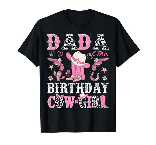 Dada Of The Birthday CowGirl Pink Disco Rodeo Western T-Shirt