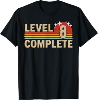 Level 8 Complete Gaming Vintage 8 Years Wedding Anniversary T-Shirt