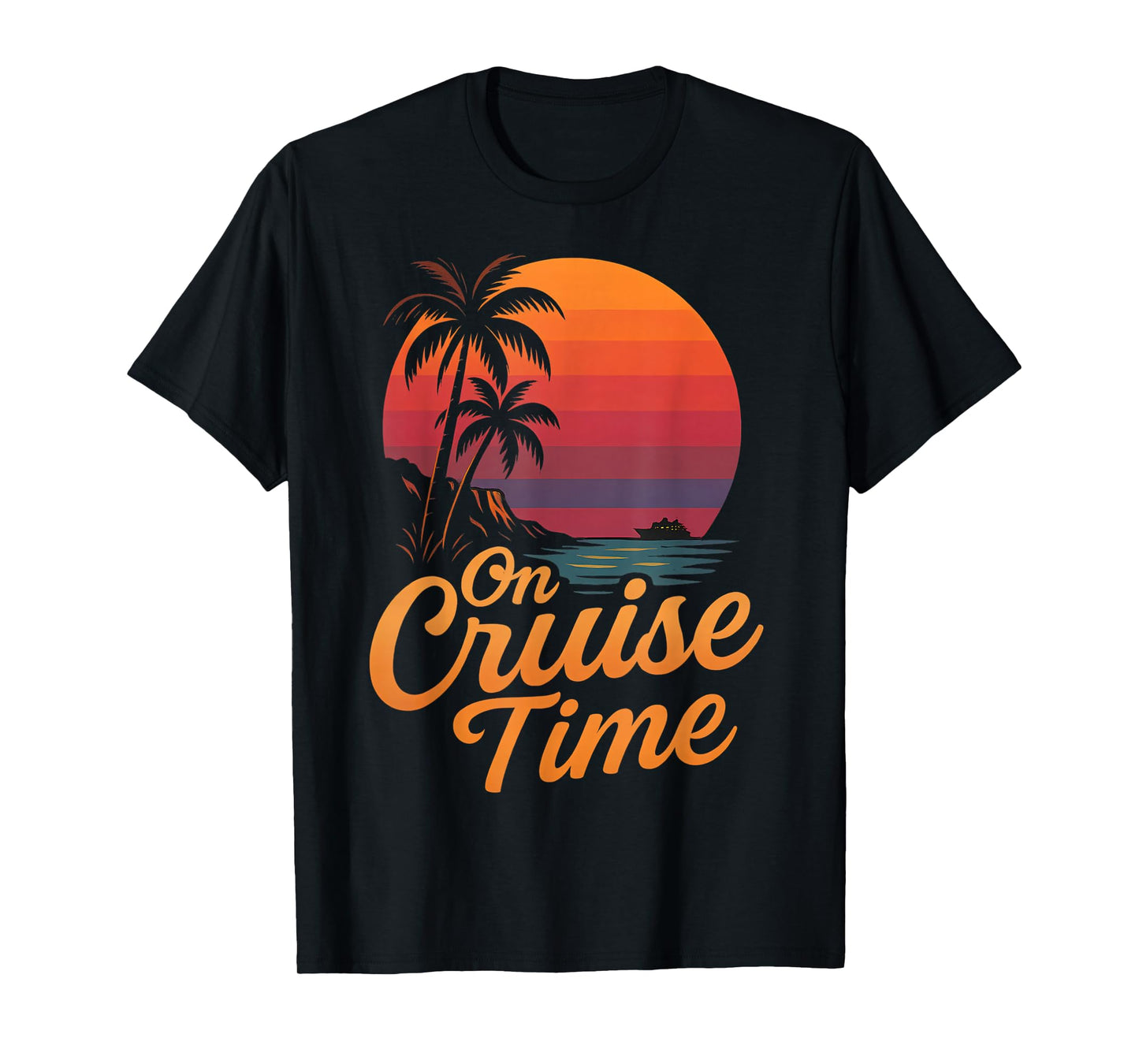 Tropical Cruise On Vacation Time With Palm Tree Sunset View T-Shirt