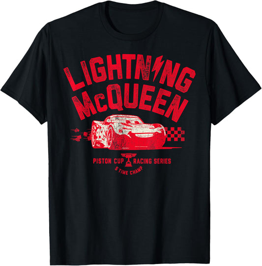 Disney Pixar Cars 3 Lightning McQueen Racing Vintage Badge T-Shirt