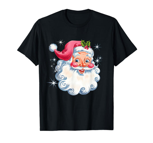 Retro Pink Santa Christmas Vintage Christmas Santa Men Women T-Shirt