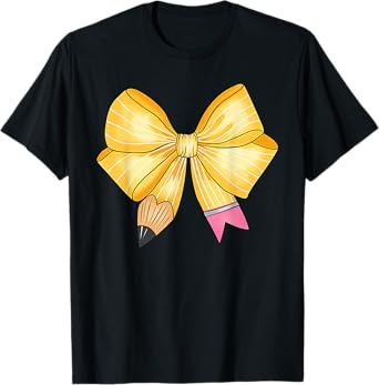 Coquette Bow Pencil Back To School First Day Teacher Student T-Shirt