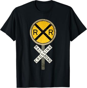 Cool Train Art For Men Women Railroad Crossing Model Train T-Shirt