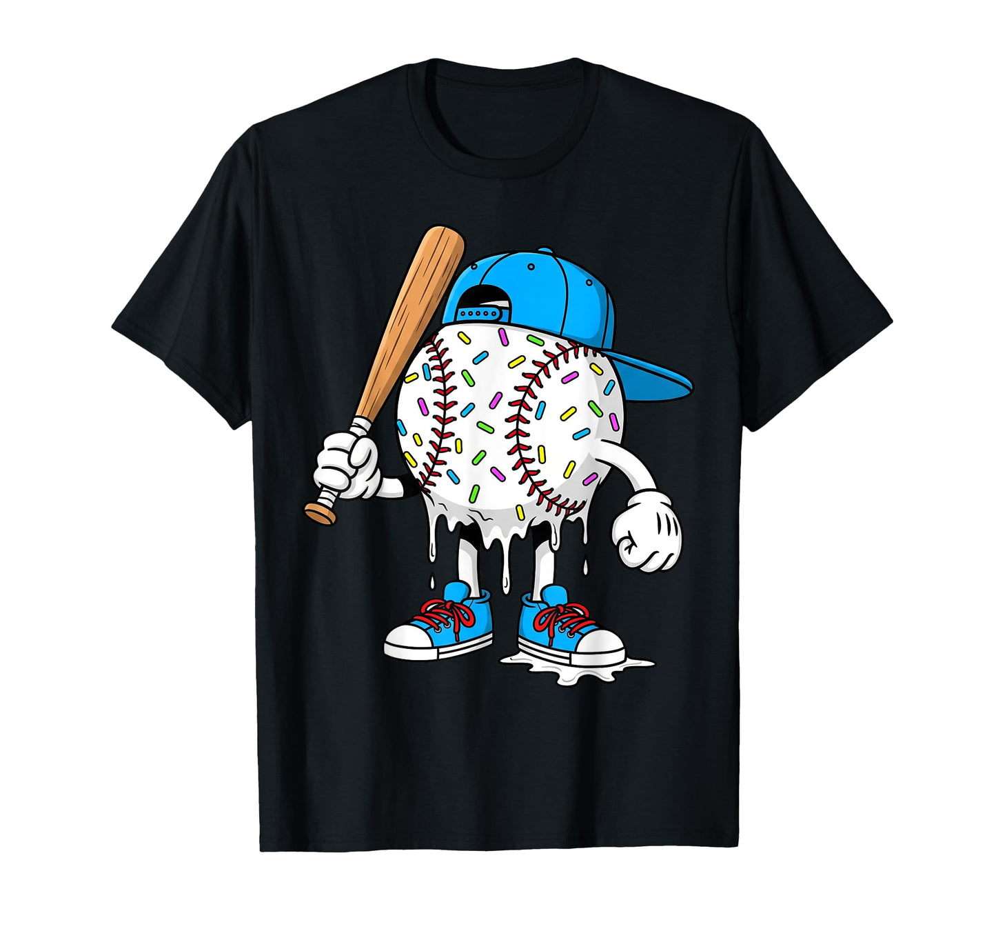 Ice Cream Drip Baseball Funny Sports Men Women Boy Girl Kids T-Shirt