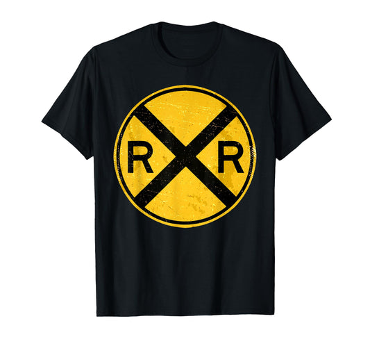 Cool Train Art For Men Women Railroad Crossing Model Train T-Shirt