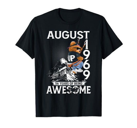 56th Birthday Bear Legends August 1969 56 Years Old For Men T-Shirt