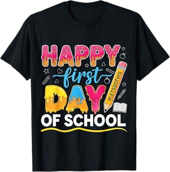 Cute Ice Cream Drip Happy First Day of School Shirt for Kids T-Shirt