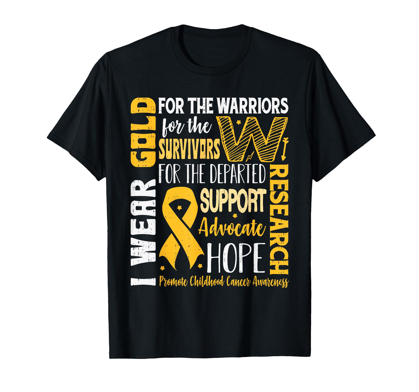 Childhood Cancer Awareness Warrior Gold Ribbon Support T-Shirt