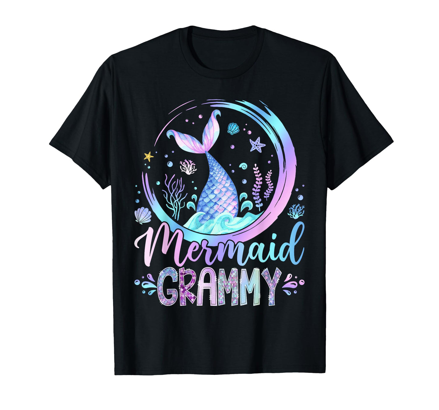 Mermaid Grammy Family Matching Girl Birthday Party T-Shirt