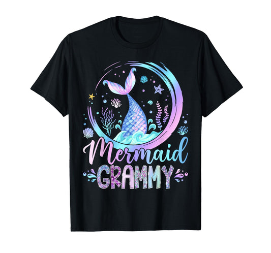 Mermaid Grammy Family Matching Girl Birthday Party T-Shirt