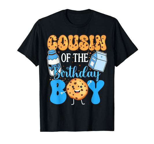 Cousin of the Birthday Boy Milk and Cookies 1st Birthday T-Shirt