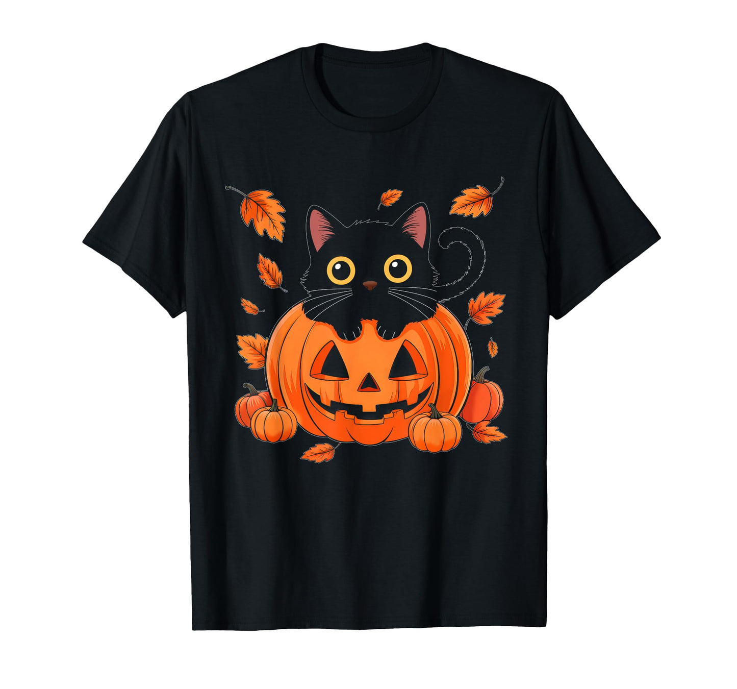 Cute Black Cat Pumpkin Season Fall Autumn Halloween Costume T-Shirt