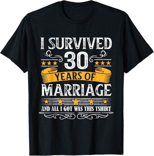 30th Wedding Anniversary Couples Husband Wife 30 Years T-Shirt