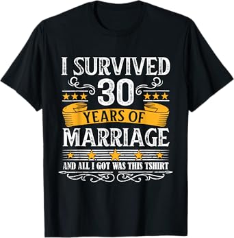 30th Wedding Anniversary Couples Husband Wife 30 Years T-Shirt