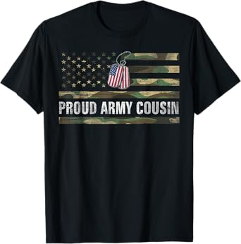 Vintage American Flag Proud Army Cousin Veteran Day Gift T-Shirt