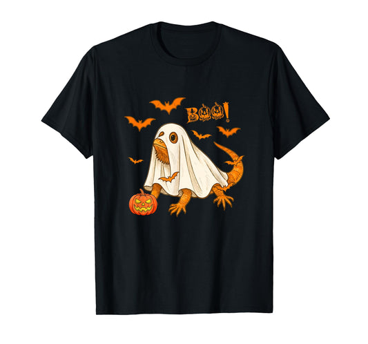 Boo Halloween Bearded Dragon Cosplay Ghost Cute Animal Lover T-Shirt