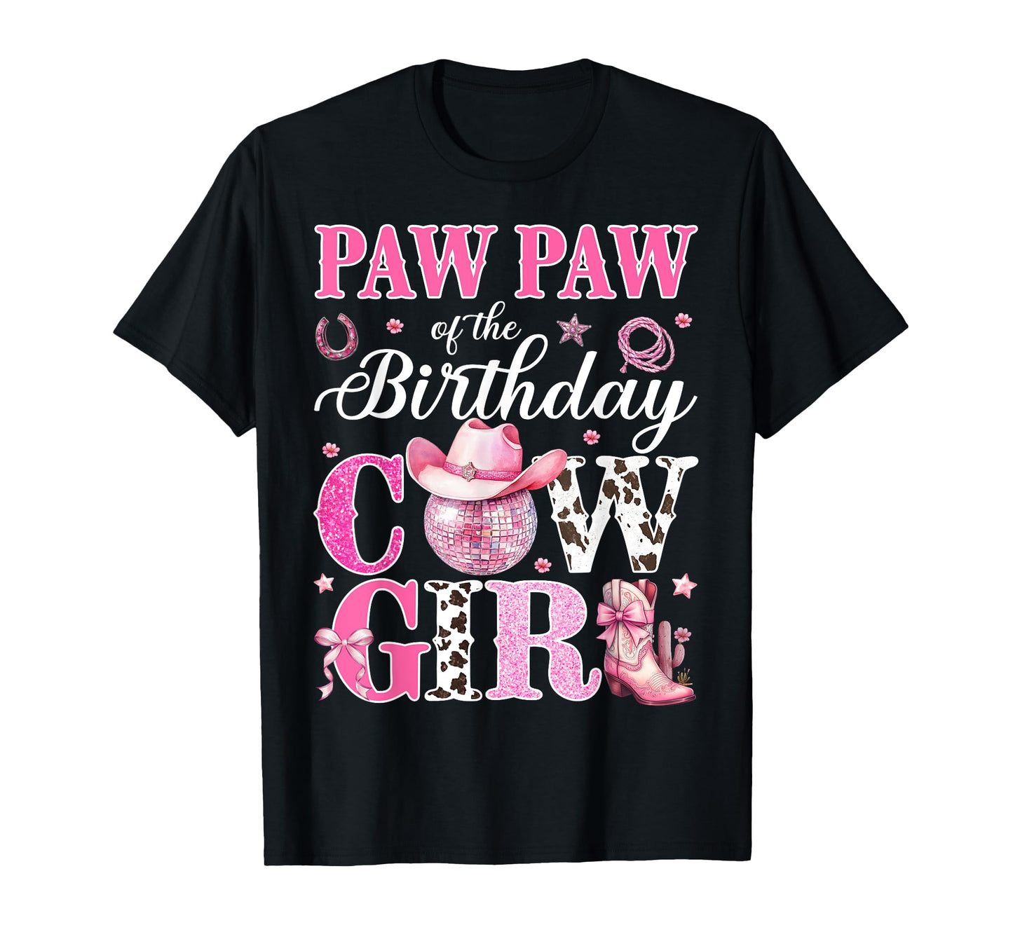 Cute Paw paw Of Birthday CowGirl Rodeo Western Bday Party T-Shirt