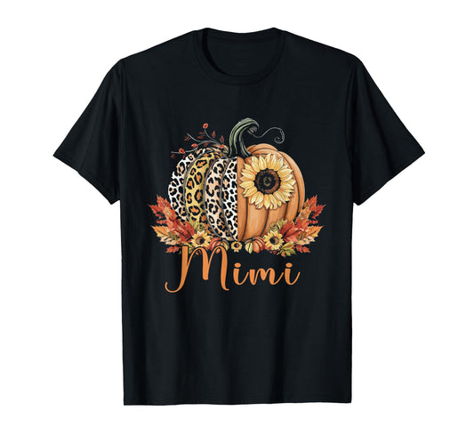 Thanksgiving Leopard Pumpkin and Sunflower Mimi T-Shirt