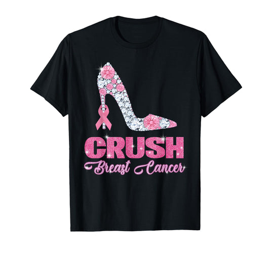 Crush Breast Cancer Bling Pink Ribbon Awareness October Gift T-Shirt