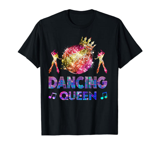 Dancing Queen Funny Dance Mom Disco Ball Vintage 70s Women T-Shirt
