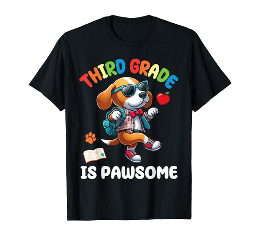 Cute Dog With Backpack School Vibes Third Grade Is Pawsome T-Shirt