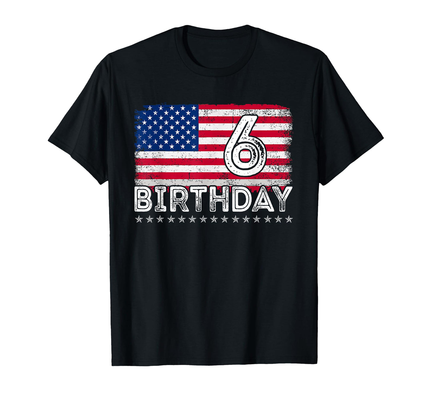 6 Years Old American Flag 6th Birthday USA Flag July 4th Boy T-Shirt