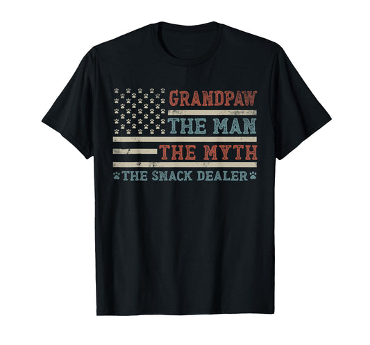 Grandpaw The Myth The Snack Dealer Fathers Day Dog Grandpa T-Shirt