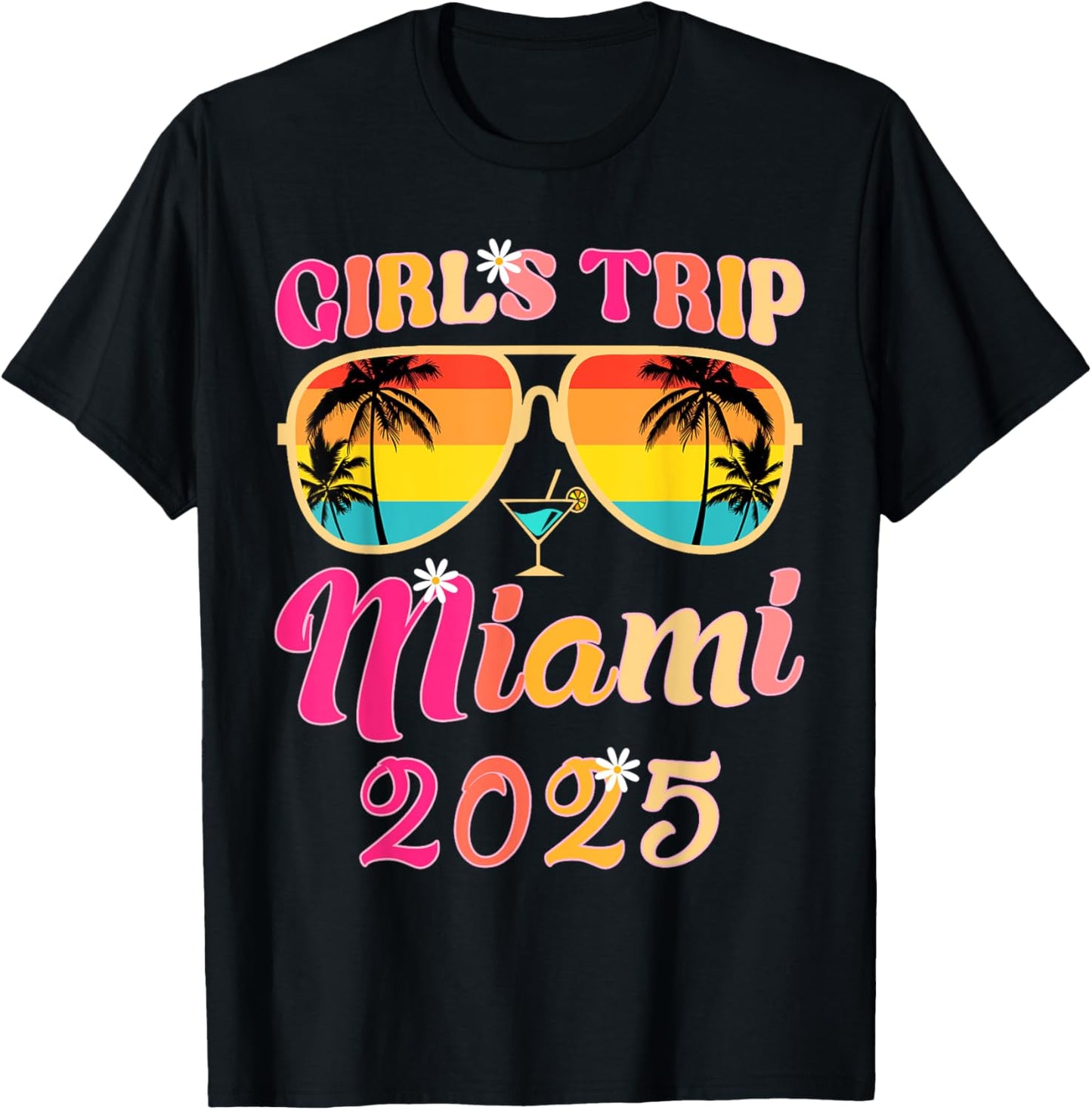 Girls Trip Miami 2025 Tropical Beach Vacation Squad T-Shirt