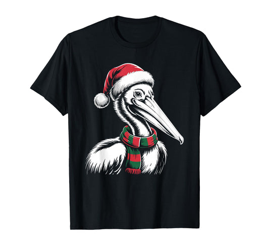 Pelican Xmas Santa Hat Scarf Christmas Costume T-Shirt