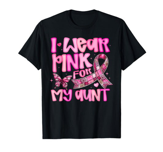 I Wear Pink for My Aunt Preppy Breast Cancer Women Kid Youth T-Shirt