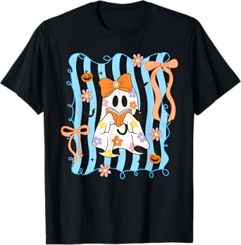 Coquette Halloween Ghost, Cute Ghost Halloween Spooky Season T-Shirt