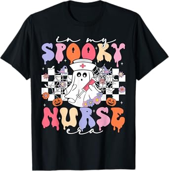 Groovy Ghost In My Spooky Nurse Era Halloween Nursing T-Shirt