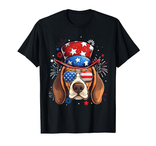 Beagle Patriotic USA Flag 4th Of July Dog Lover Women Kids Men T-Shirt
