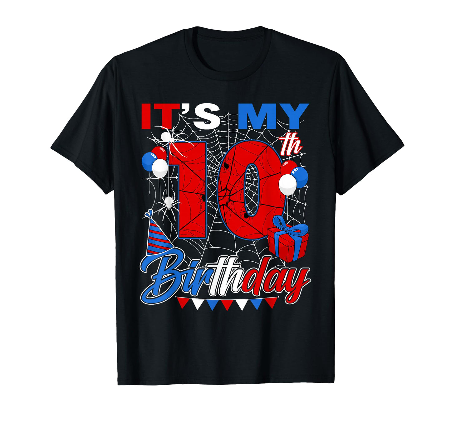 It's My 10th Birthday Spider Theme 10 Year Old Party Boys T-Shirt
