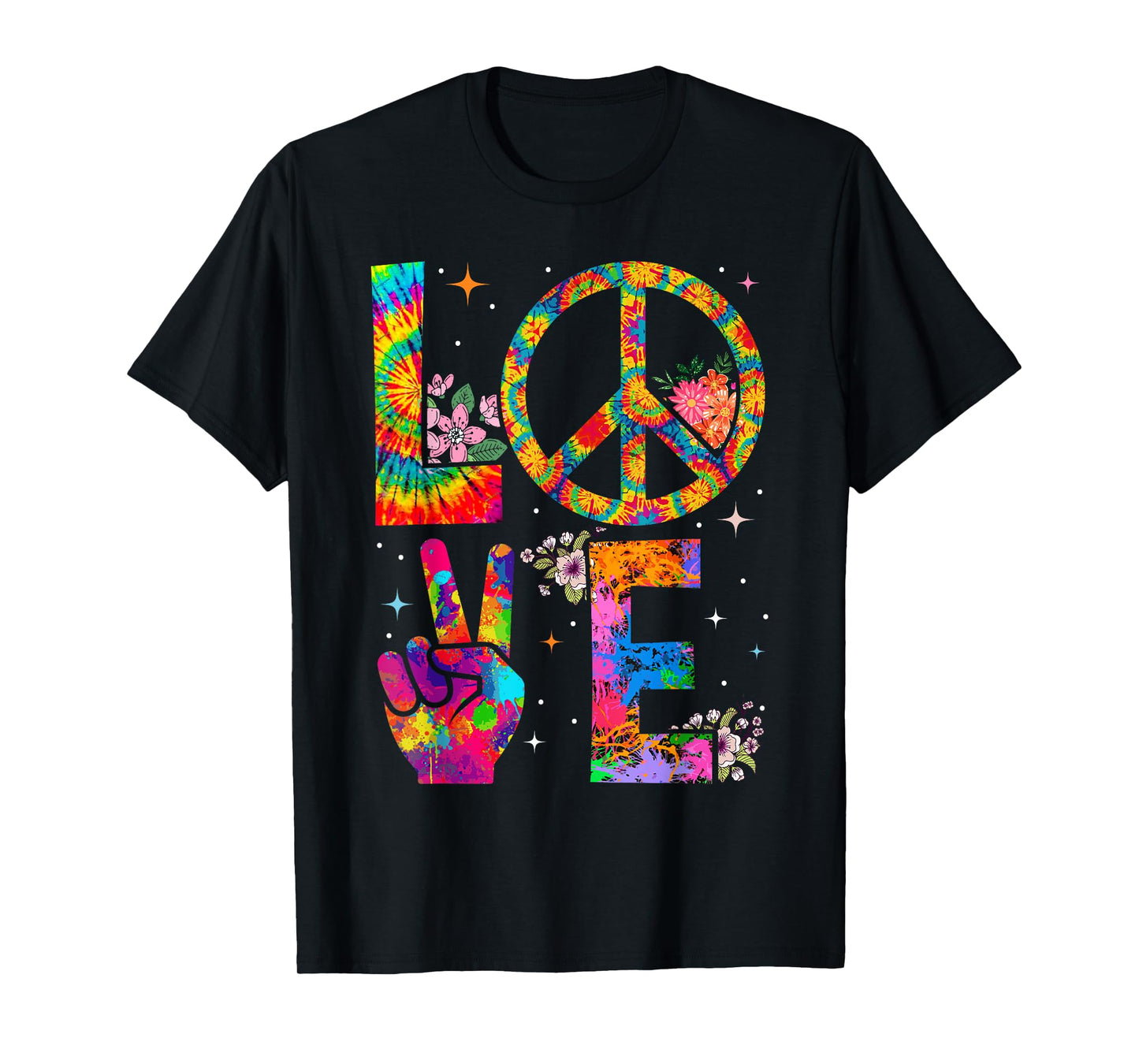 Peace Sign Love 60s 70s Tie Dye Hippie Costume T-Shirt