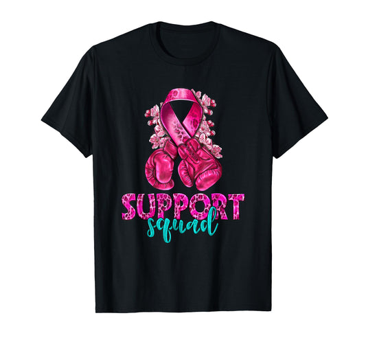 Support Squad Breast Cancer Awareness Boxing Gloves T Shirt T-Shirt
