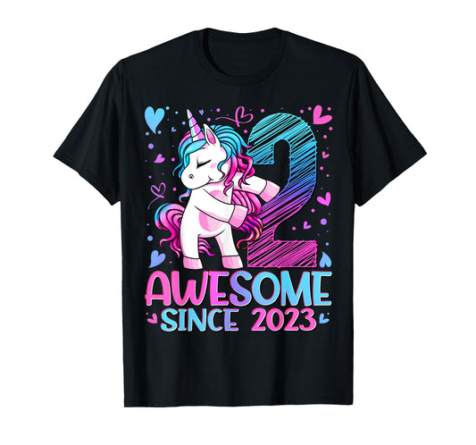 2 Year Old Unicorn Gifts For Girls 2nd Birthday Girl Party T-Shirt