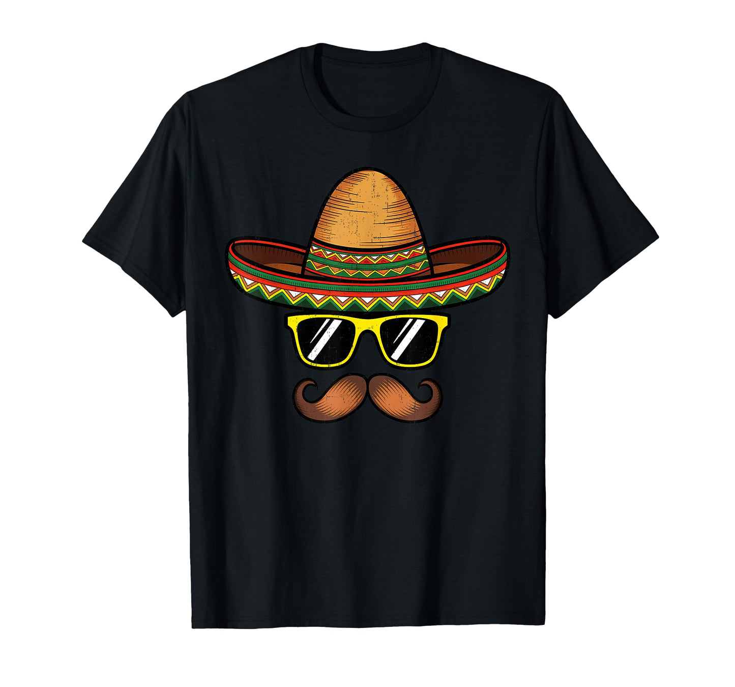 Funny Cinco De Mayo Funny Sombrero Hat with Sunglass Men T-Shirt