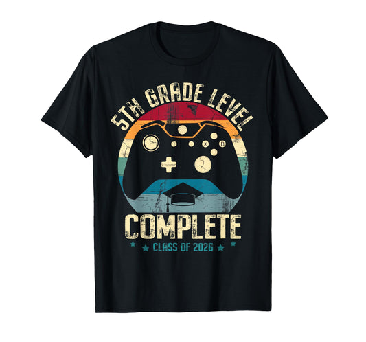 5th Grade Level Complete Gamer Class of 2026 Graduation Boy T-Shirt