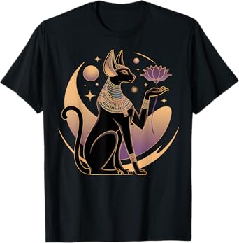 Bastet Cat Lotus Flower Egypt Feminine Magic Feline Power T-Shirt