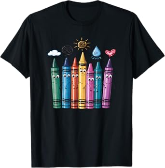 Fashionable Crayon Mood Color Crayons Friyay Teacher Life T-Shirt for Men Women Kids