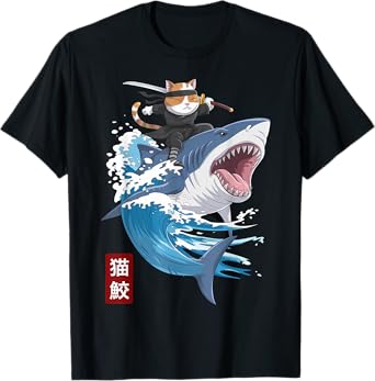 Anime Cat Shark Japanese Cat Kawaii Gifts For Men Women Kid T-Shirt