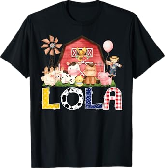 Lola Of The Birthday Boy/Girl/Kids Red Farm Cow T-Shirt