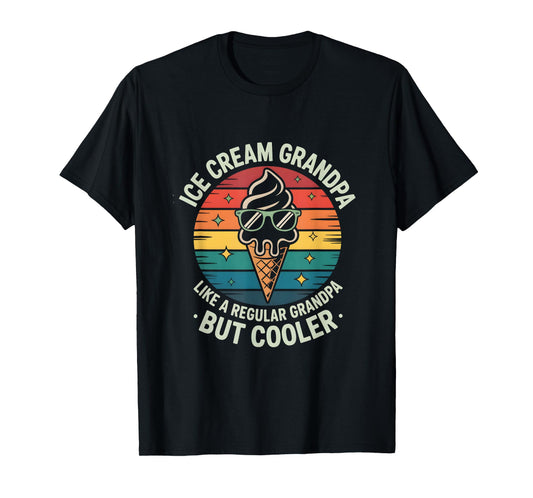 Cool Ice Cream Grandpa Vintage Retro Summer Family T-Shirt